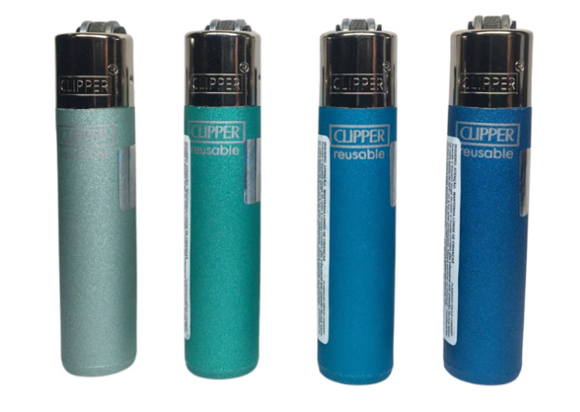 Isqueiro Clipper Maxi Metallic Aqua (Display c/ 24un)