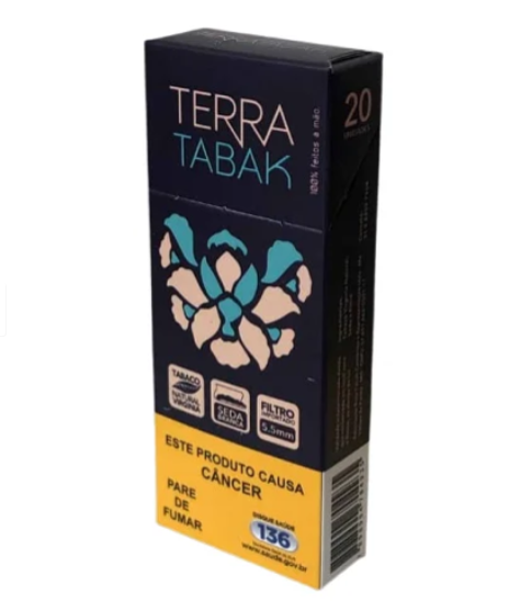 Tabaco Terra Tabak Enrolado na Seda Branca c/ Filtro (Maço c/ 20un)