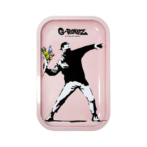 Bandeja Metal G-Rollz Média Banksys Flowers Thrower Pink 17,5x27,5cm