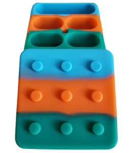 Container de Silicone Lego c/ 5 Divisórias Moon - Azul/Laranja/Verde