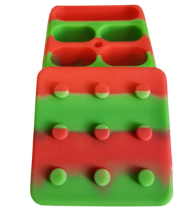 Container de Silicone Lego c/ 5 Divisórias Moon - Verde/Vermelho